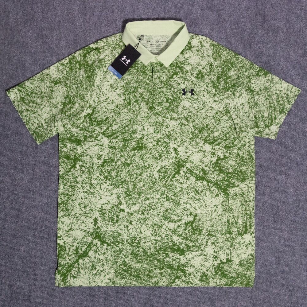 NWT Under Armour UA Iso-Chill Verge Printed Polo Golf Shirt Green Men's XL Golf